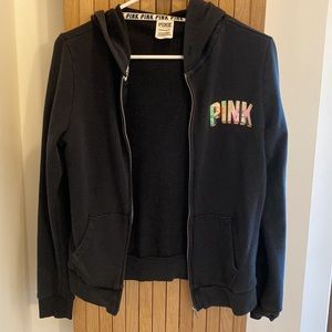‘Pink’ Black Zip Up Jacket